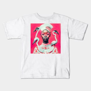 [AI Art] Surrounded by Flamingos Bauhaus Art Style Kids T-Shirt